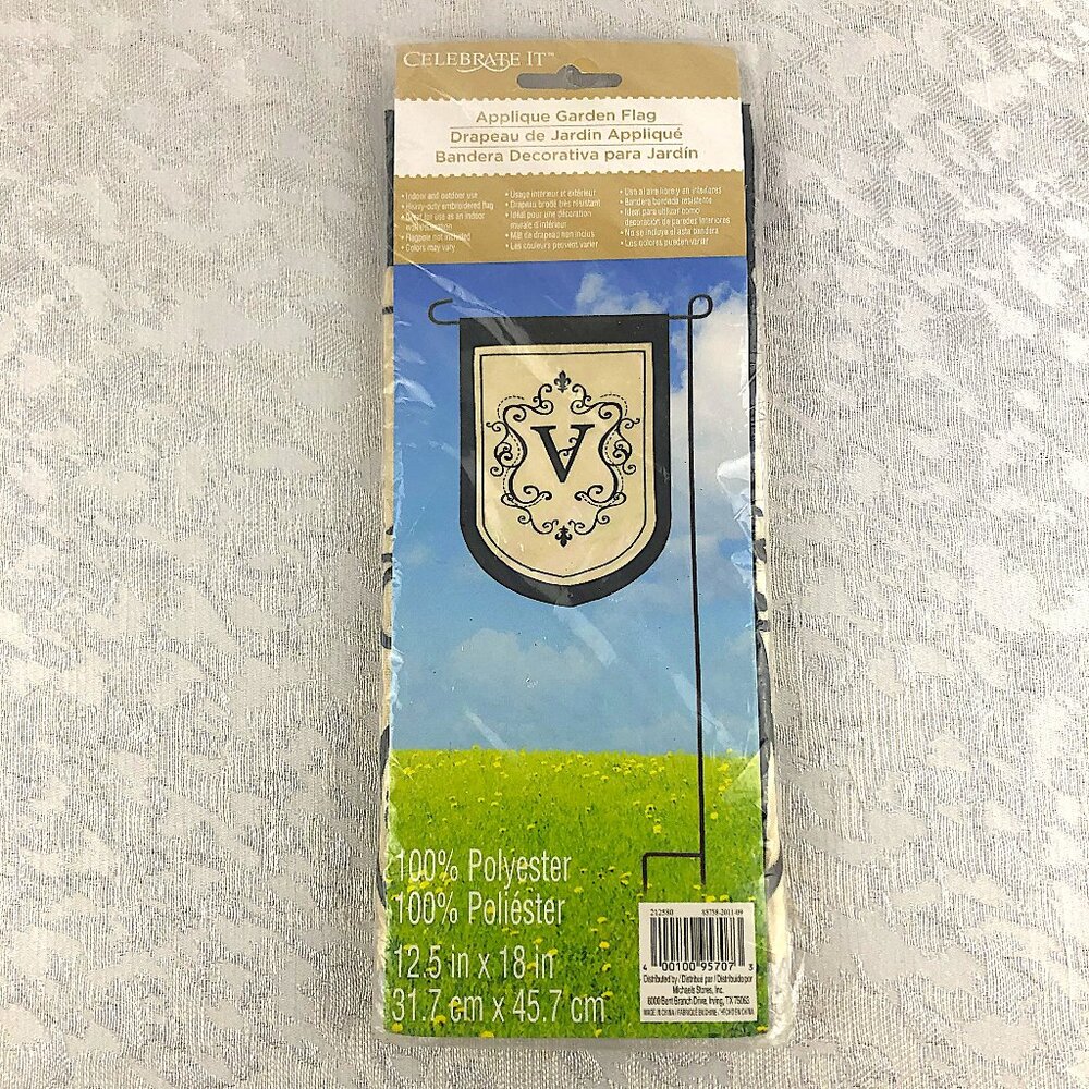 Celebrate It Letter “V” Applique Garden and House Flag 12.5”x18” New in Package